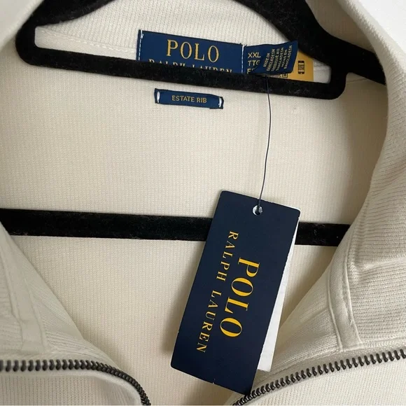 Men’s Polo Ralph Lauren Estate-Rib Quarter-Zip Pullover Parchment Cream Size XXL